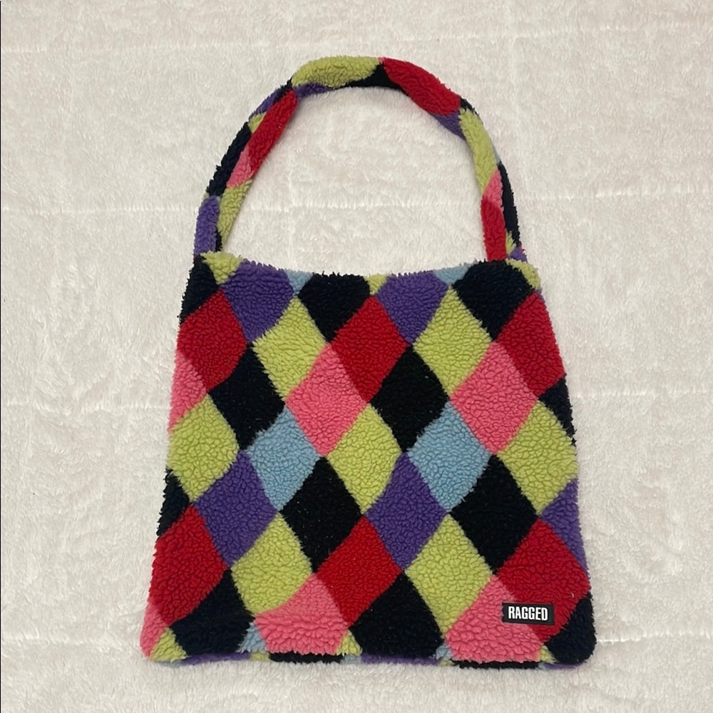 Ragged Priest Argyle sherpa tote bag